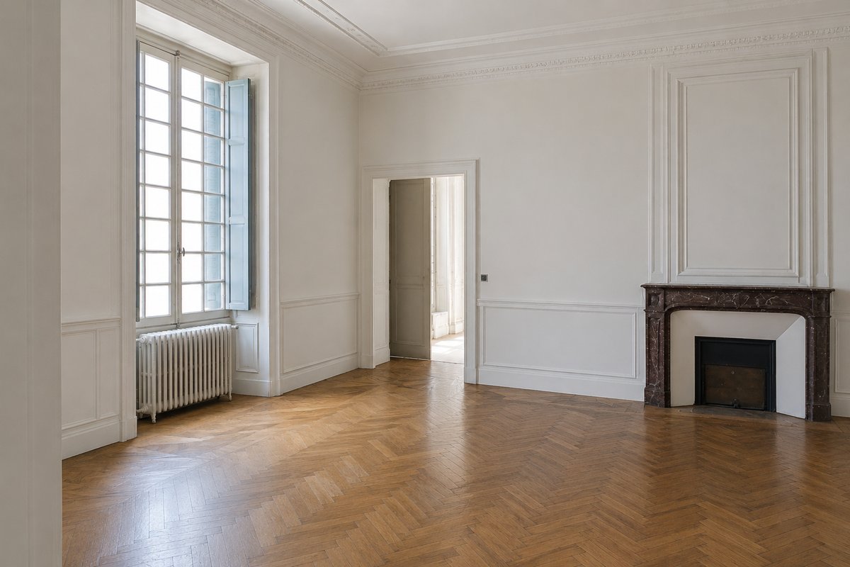 Le séjour, avant et après rénovation, état après travaux